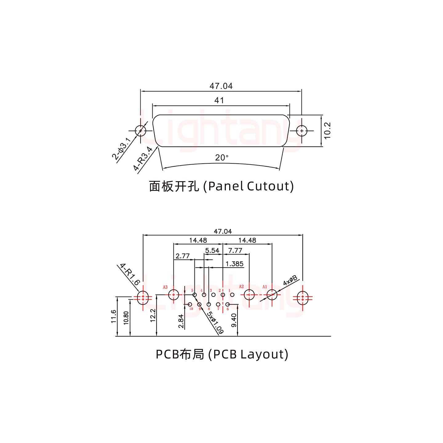 13W3母PCB彎插板/鉚支架11.6/大電流10A