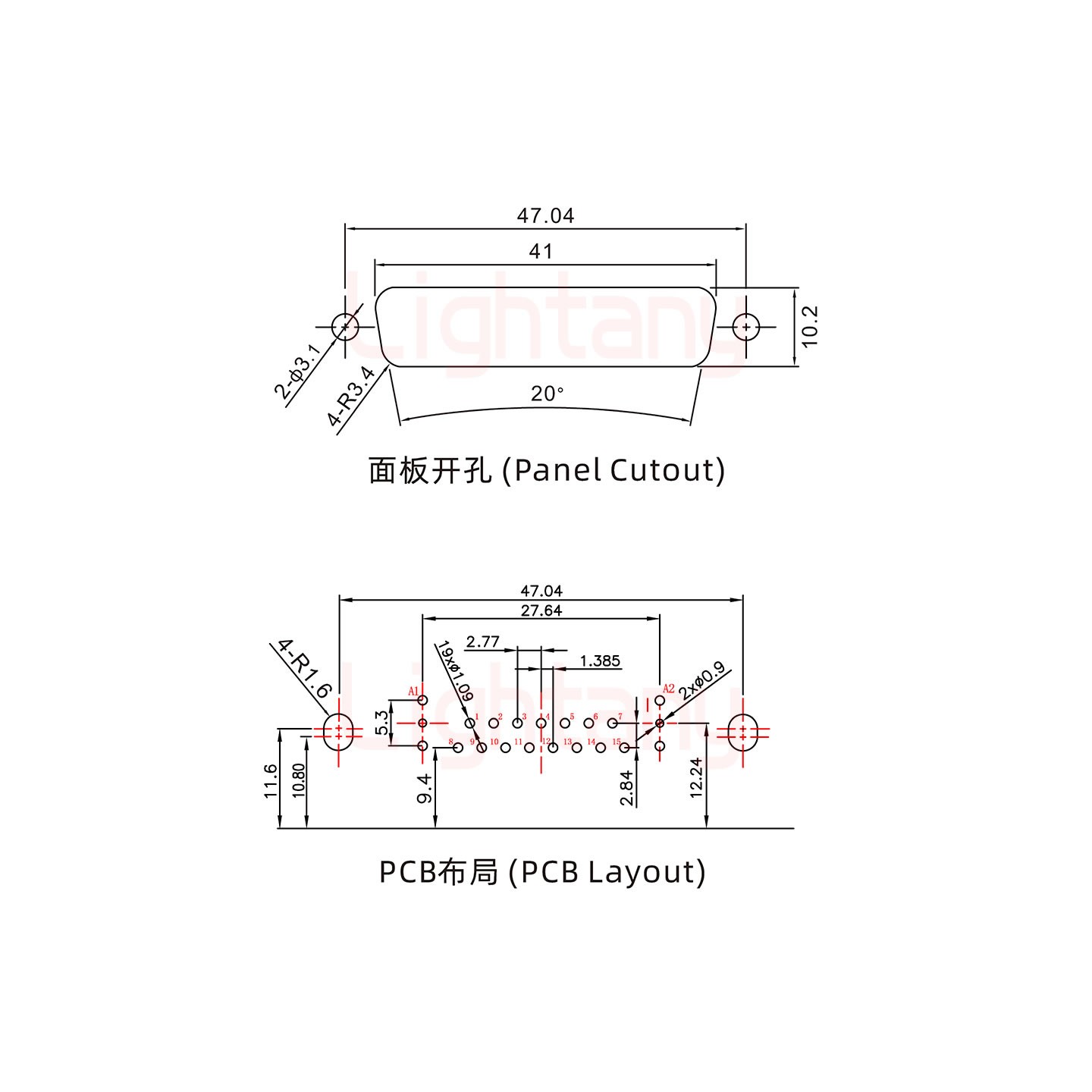 17W2公PCB彎插板/鉚支架10.8/射頻同軸50歐姆