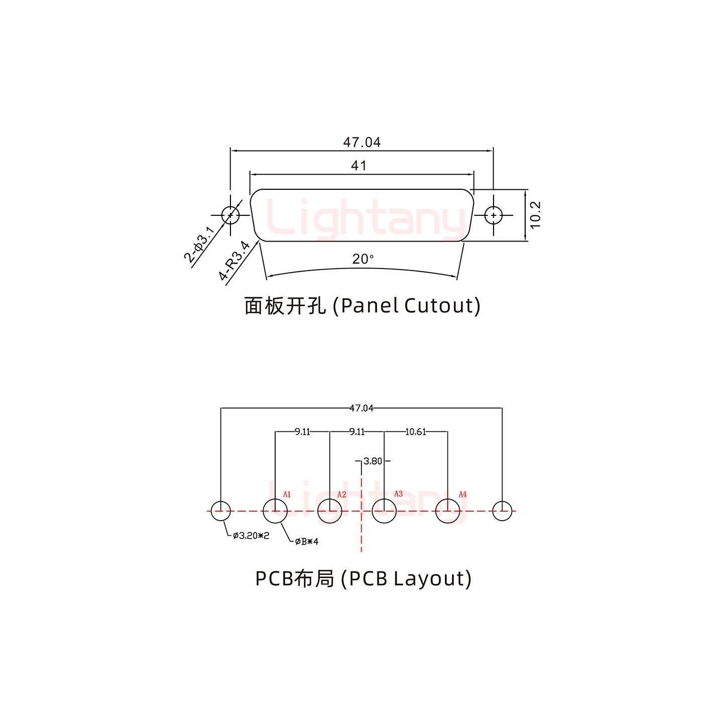 4W4公PCB直插板/鉚魚(yú)叉7.0/大電流30A