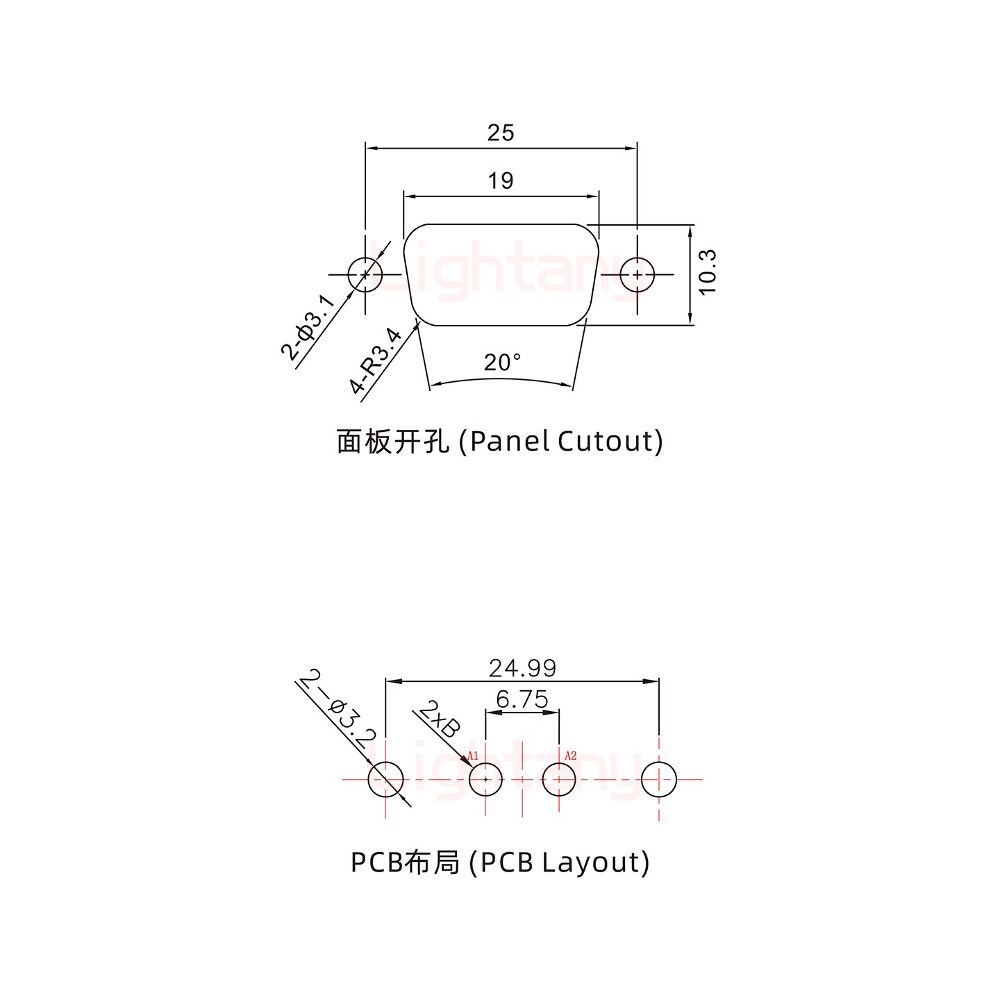 2W2公PCB直插板/鉚魚叉7.0/大電流40A