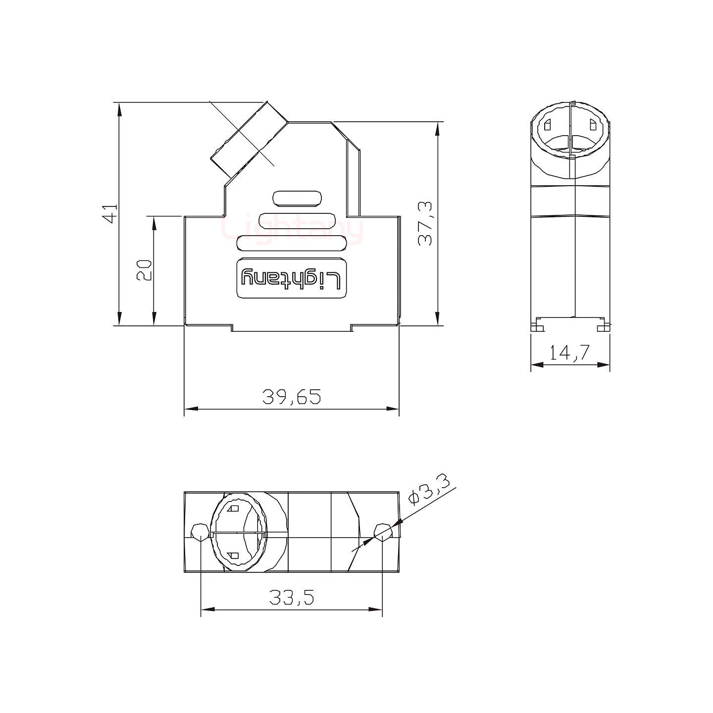 3W3公短體焊線30A+15P金屬外殼1679斜出線4~12mm