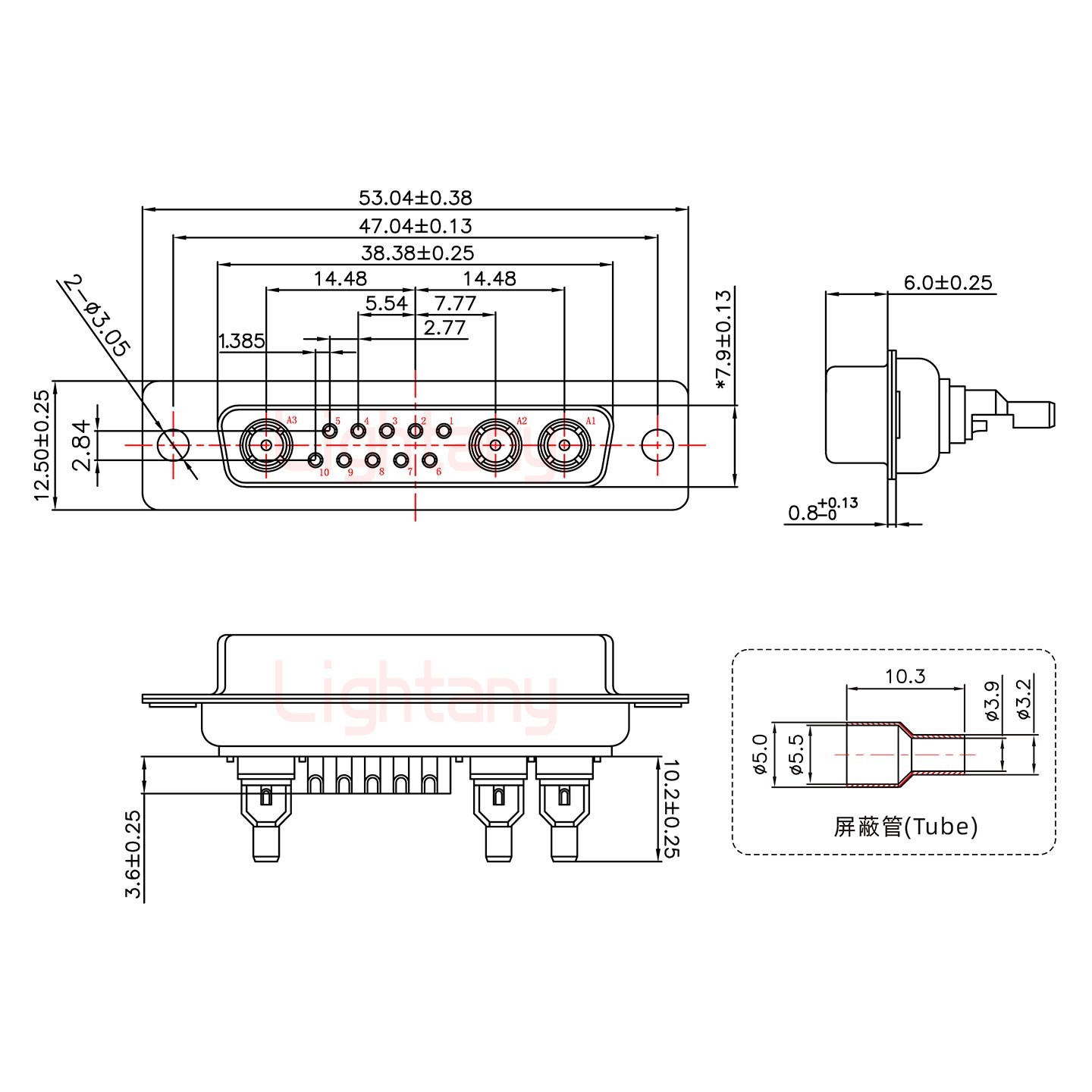 13W3母頭焊線+防水接頭/線徑5~11mm/射頻同軸50歐姆