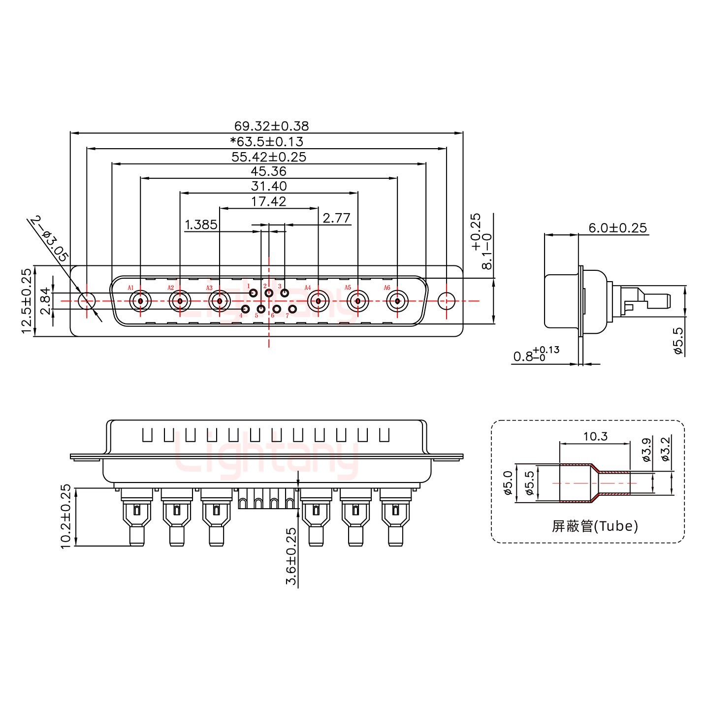 13W6A公頭焊線+防水接頭/線徑5~11mm/射頻同軸50歐姆