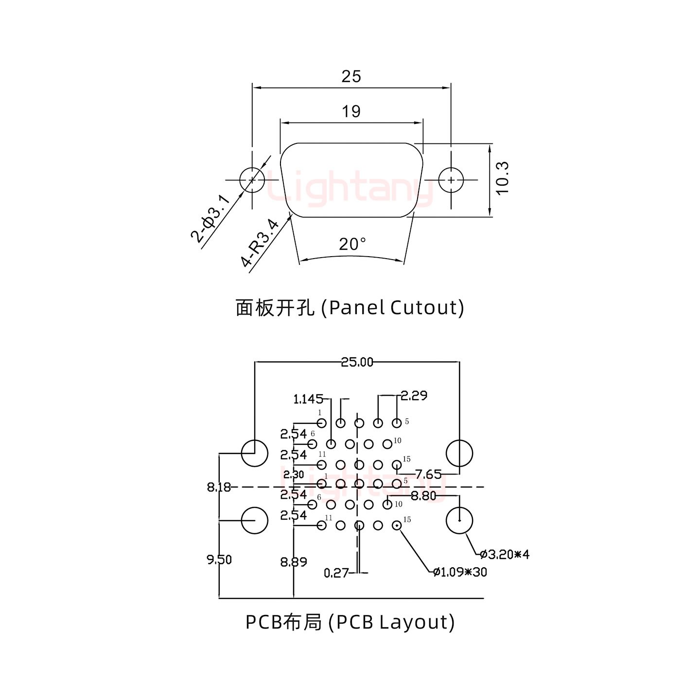 HDR15 公對公 間距15.88車針雙胞胎 D-SUB連接器