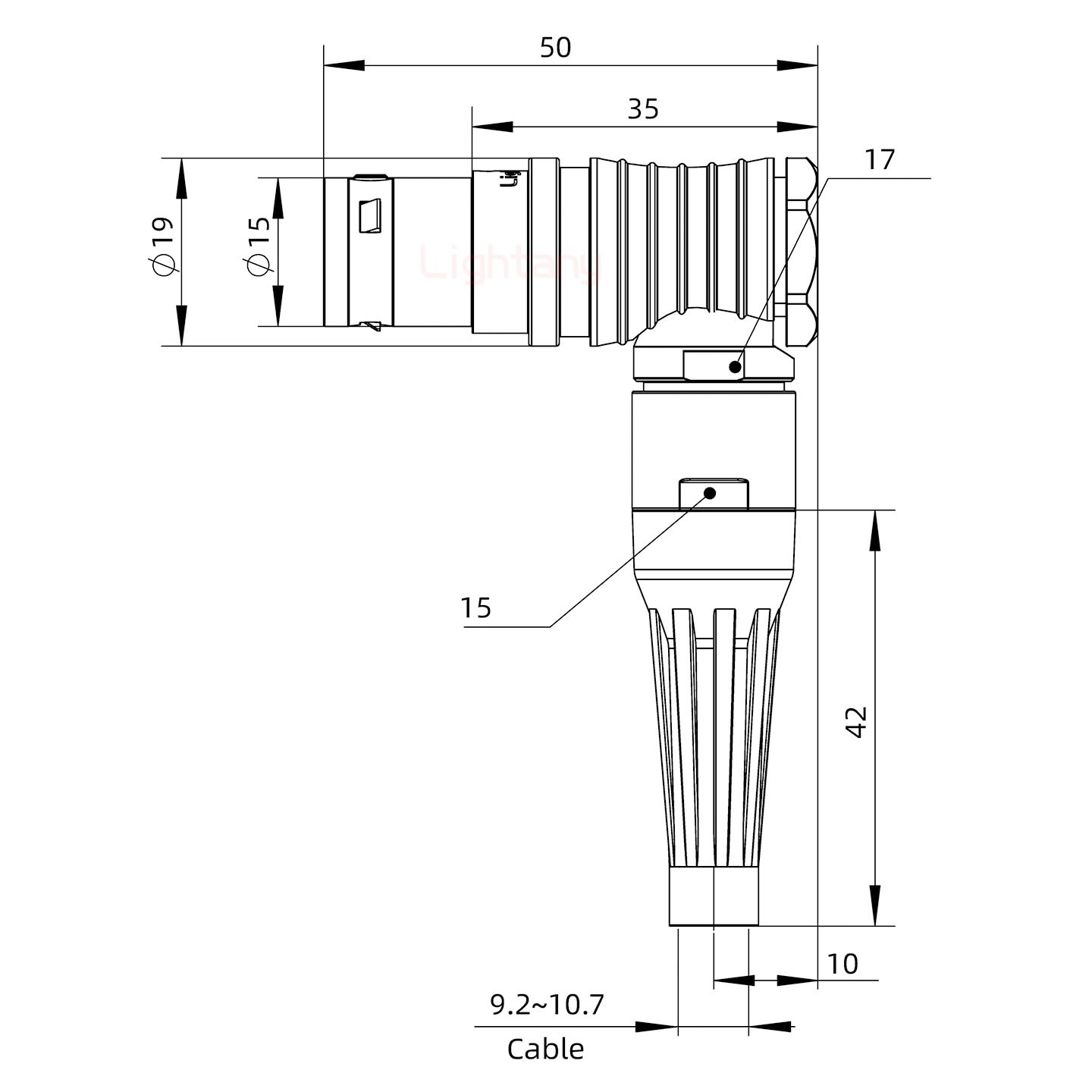 FHG.3B.009.CLAD10Z帶護套彎式插頭