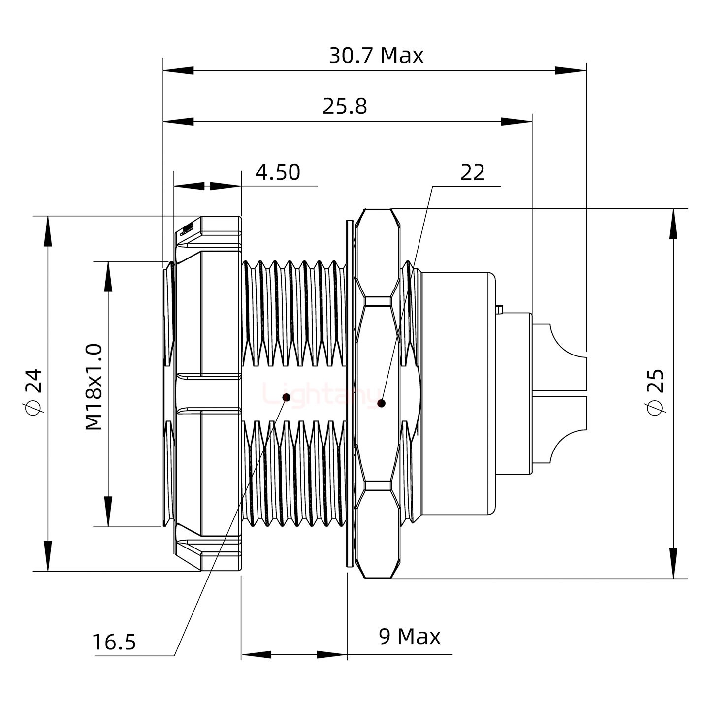 ECG.3B.004.CLL雙螺母插座 焊線