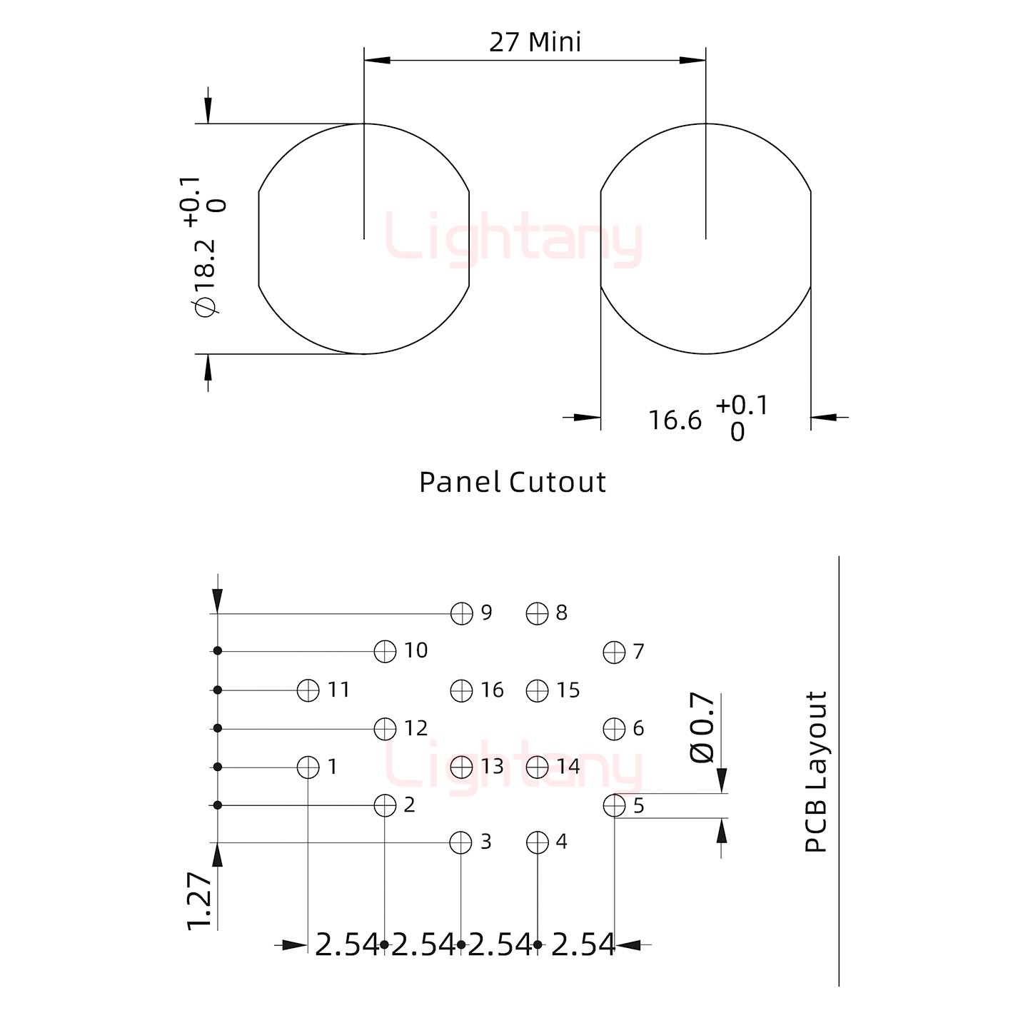 EEG.3B.018.CLV前螺母插座 PCB彎插板