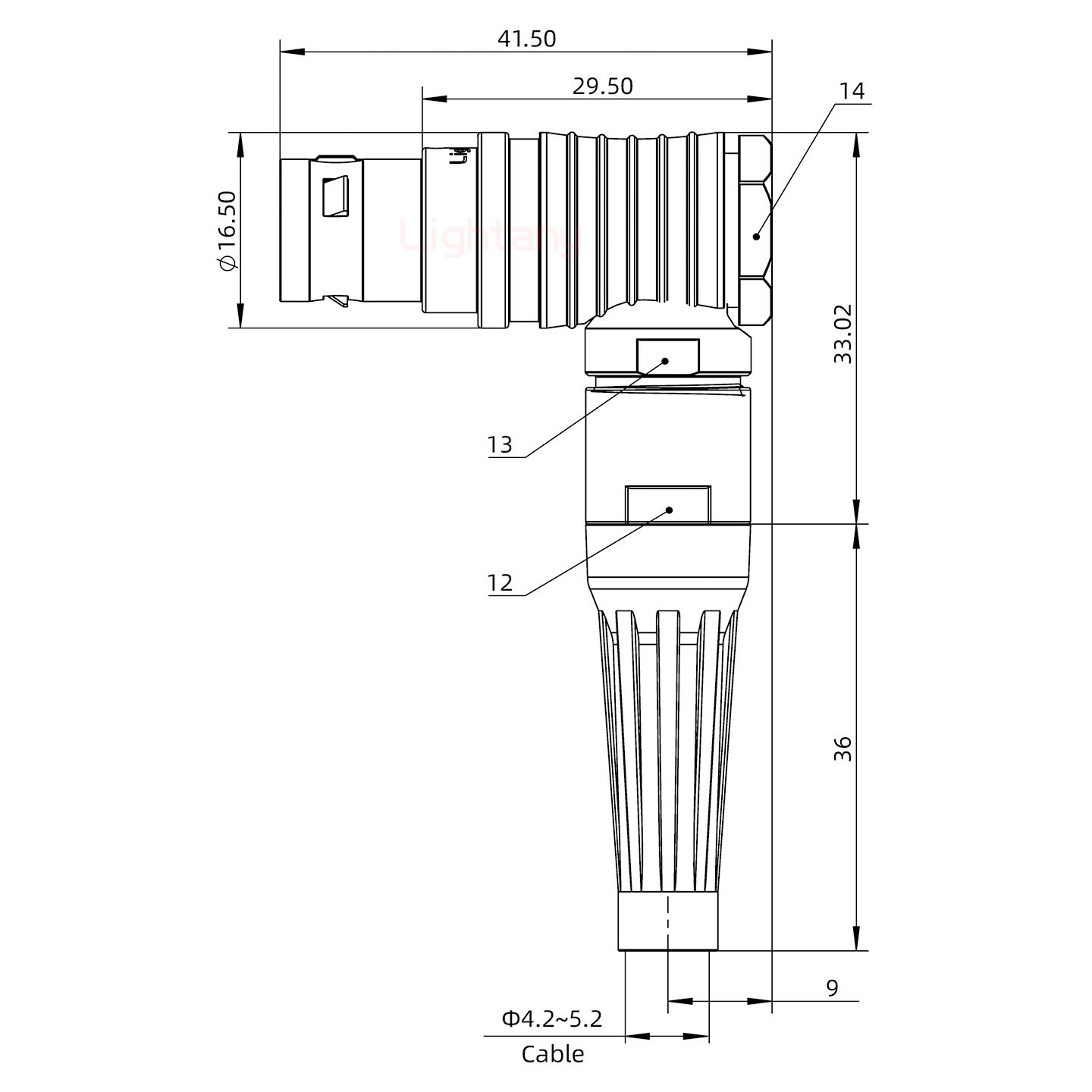 FHG.2B.003.CLAD52Z推拉自鎖帶護(hù)套彎式插頭