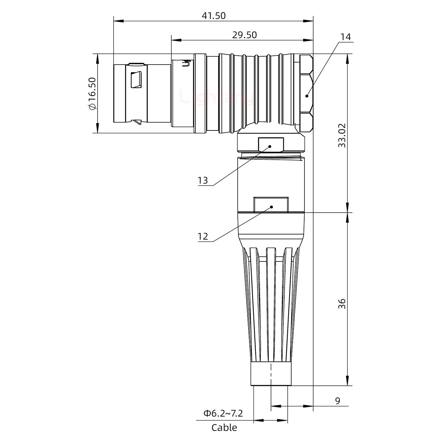 FHG.2B.012.CLAD72Z推拉自鎖帶護(hù)套彎式插頭