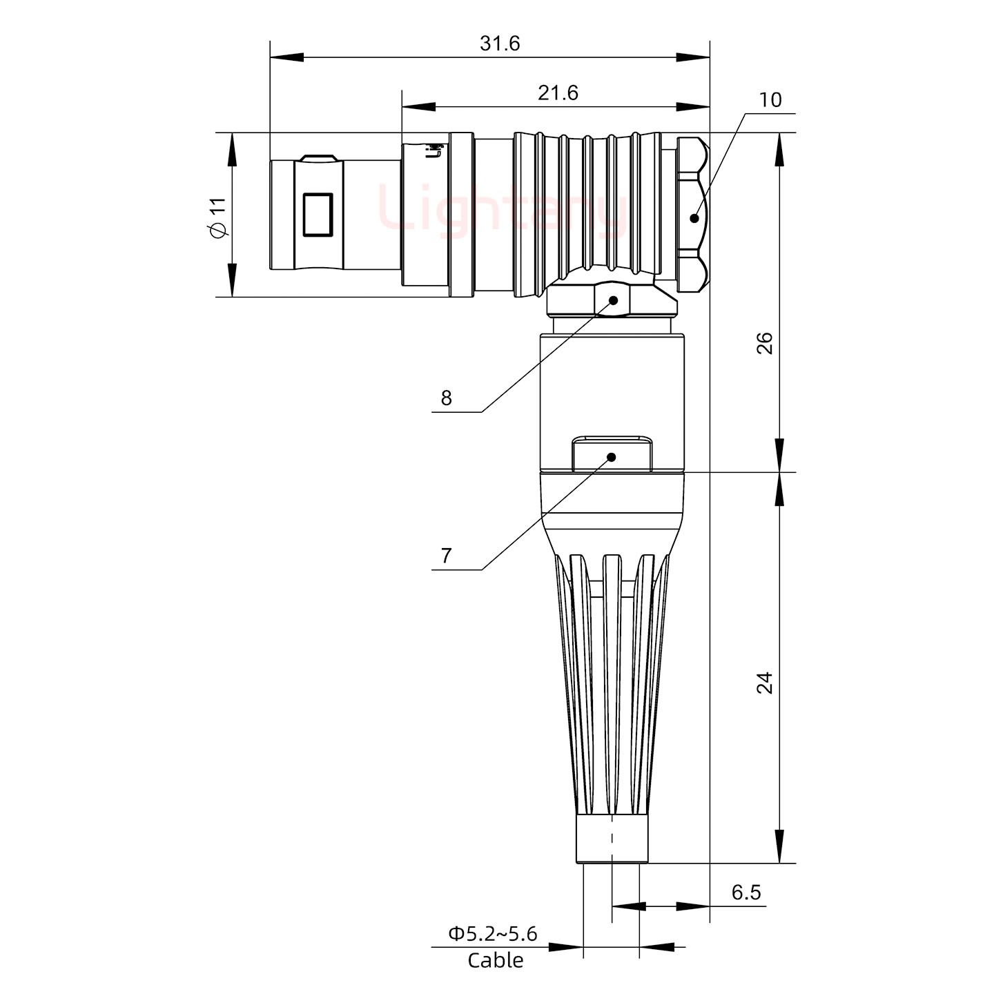 FHG.0B.005.CLAD56Z帶護(hù)套彎式插頭