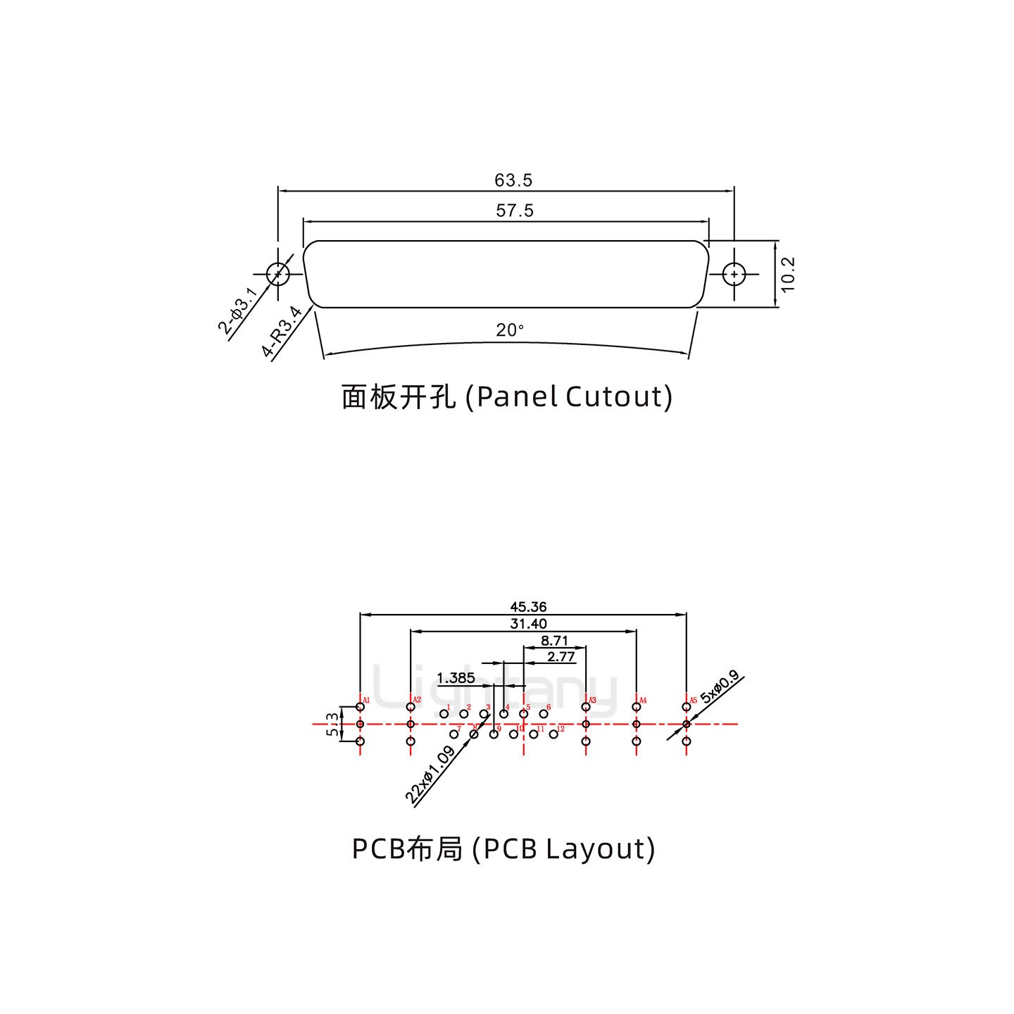 防水17W5公直插板/鎖螺絲/射頻同軸50歐姆