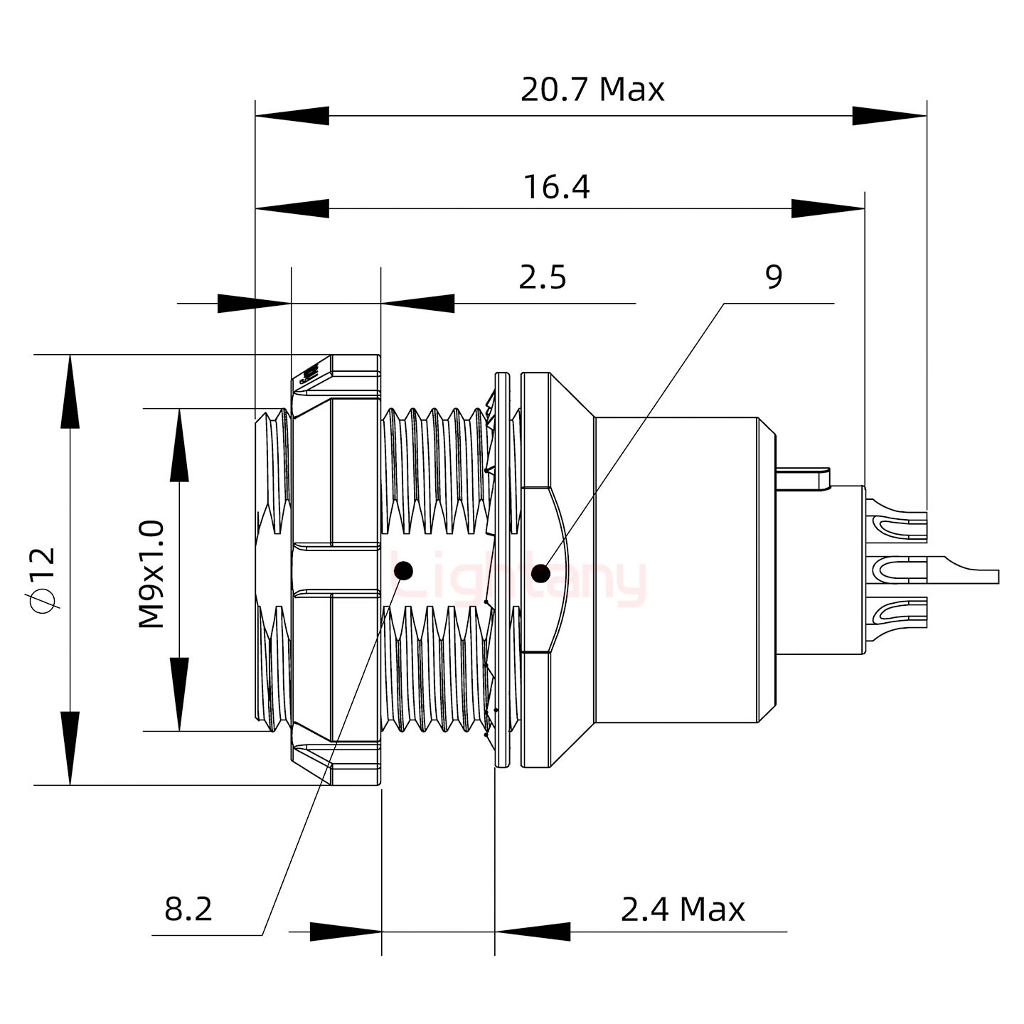 EEG.0B.007.CLL推拉自鎖前螺母插座 焊線