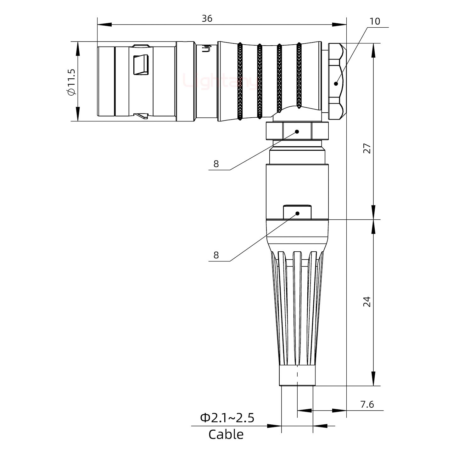 FHG.0K.006.CLAC25Z推拉自鎖帶護套彎式插頭