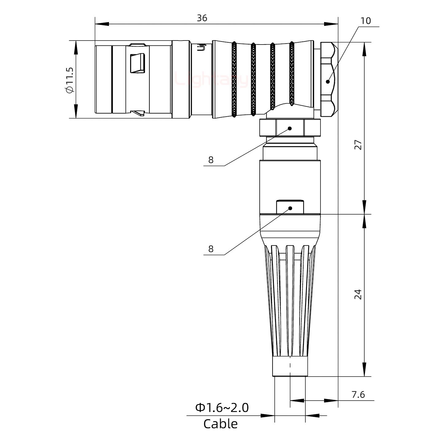 FHG.0K.007.CLAC20Z推拉自鎖帶護套彎式插頭