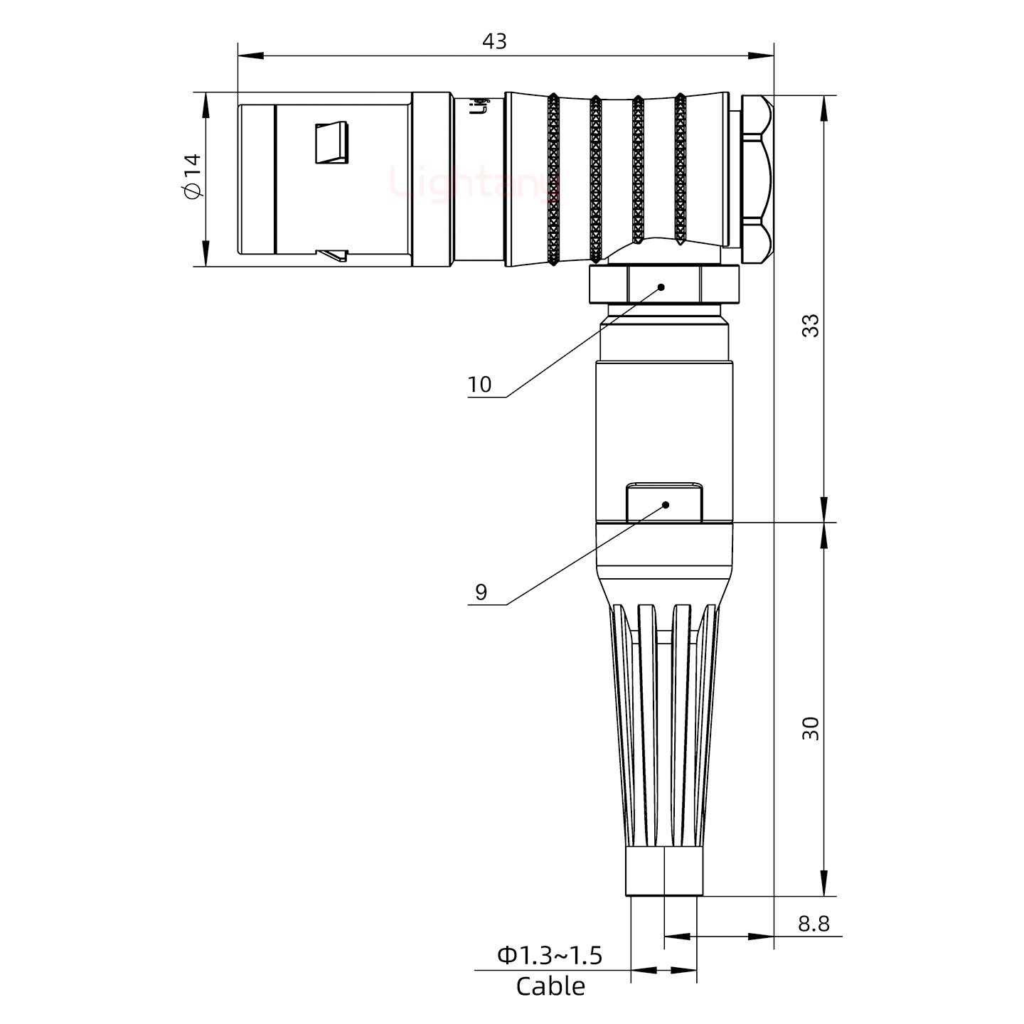 FHG.1K.005.CLAC15Z推拉自鎖帶護(hù)套彎式插頭