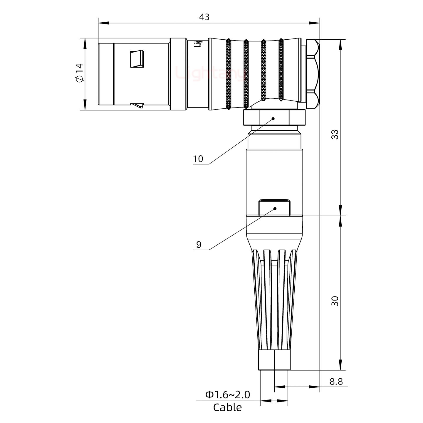 FHG.1K.007.CLAC20Z推拉自鎖帶護(hù)套彎式插頭